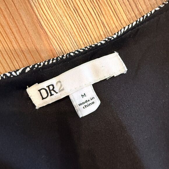 DR2 by Daniel Rainn Black & White Print Faux Wrap Midi Dress Size Medium - Picture 5 of 13